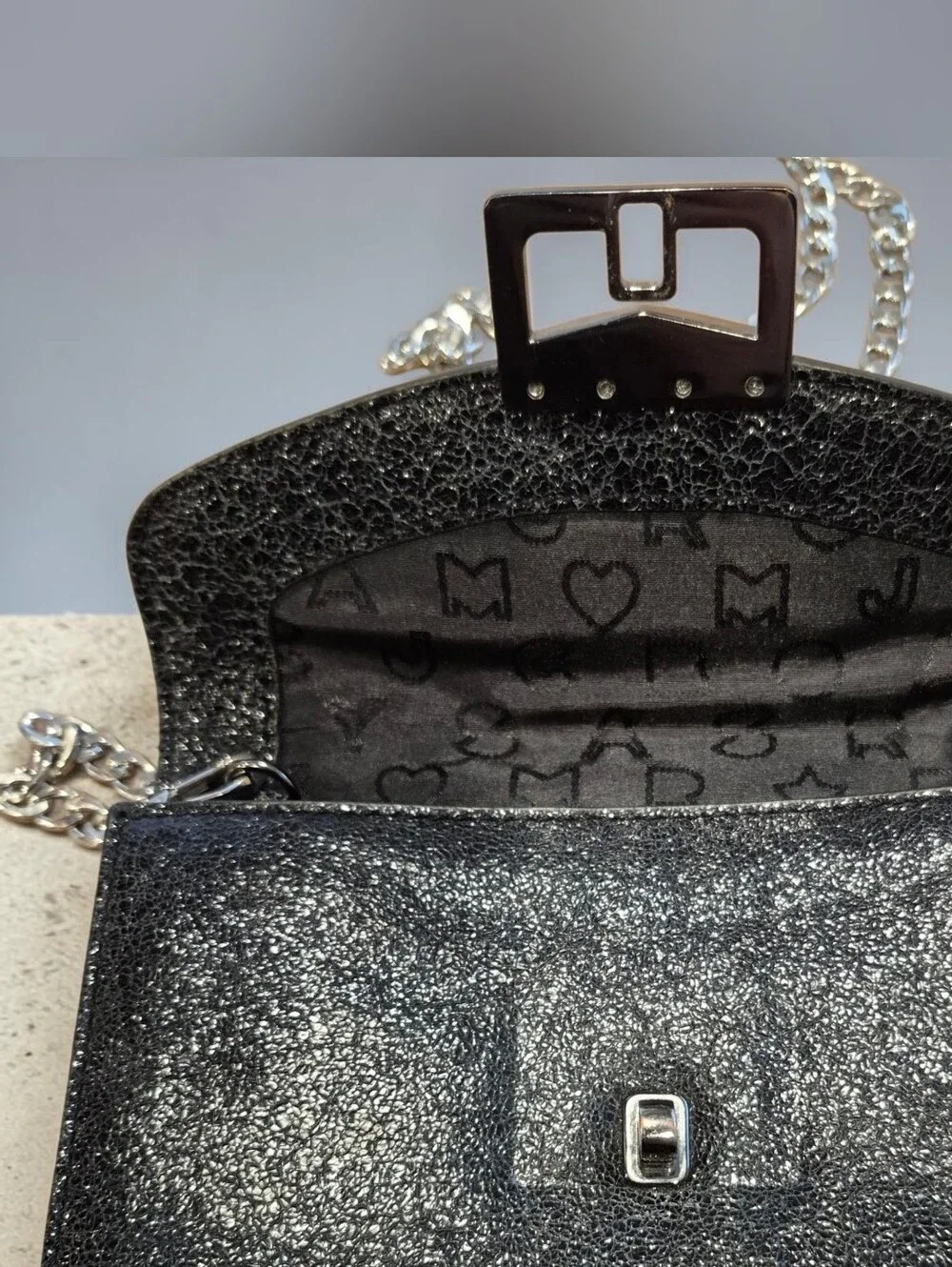 MARC BY MARC JACOBS JANE AT THE DISCO METALLIC LEATHER CROSSBODY CLUTCH